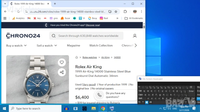 Rolex Air King 14000  Oyster Perpetual   Automatic, снимка 12 - Мъжки - 20855508