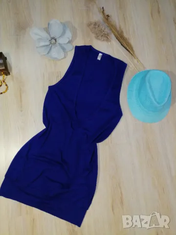 Рокля / туника с гол гръб в кралско синьо, снимка 5 - Рокли - 49178830
