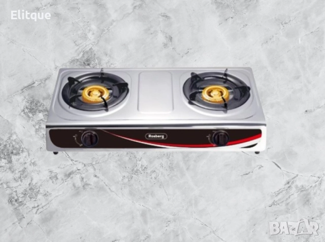 Котлон газов двоен Rosberg R51454AD, 30 mbar, Неръжд, стомана, Чугунени горелки, 2 ГОДИНИ ГАРАНЦИЯ, снимка 3 - Друга електроника - 52888952