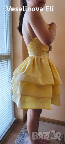 Официална пастелно жълта рокля, снимка 4 - Рокли - 53722137