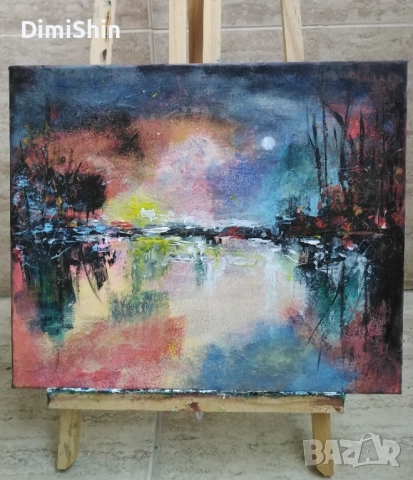 Абстрактна картина с акрилни бои 25/30 см. , снимка 2 - Картини - 52030262