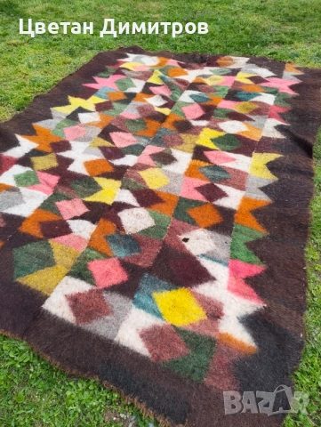 АНТИКВАРЕН ръчно тъкан вълнен килим/козяк, снимка 9 - Антикварни и старинни предмети - 54156752
