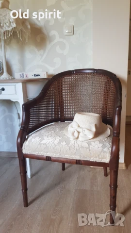 Кресло с ратан и рамка от масив наподобяващ бамбук (fake bamboo), снимка 5 - Антикварни и старинни предмети - 51075996