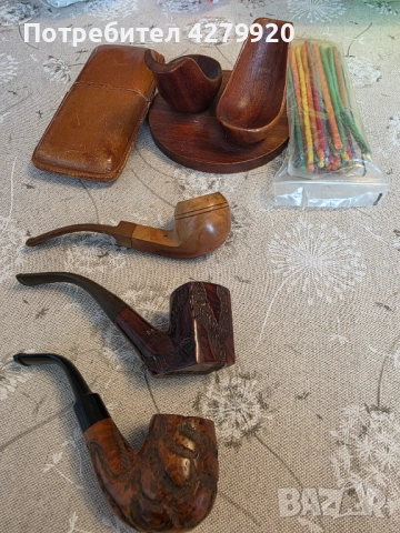 Лули ретро със стойка и кожен калъф за пури, снимка 10 - Антикварни и старинни предмети - 52987665