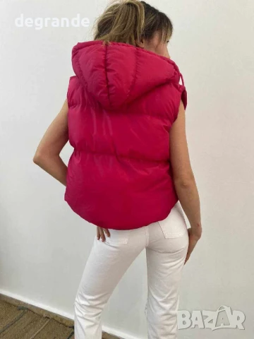 Дамски елек в бежаво зелено и циклама, снимка 6 - Елеци - 51128887