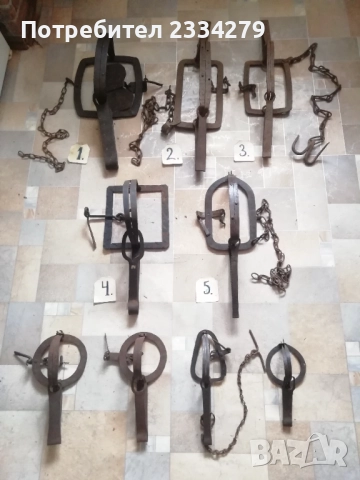 Вълчи капани големи и малки,стари ръчно изковани-изработени от различни майстори в различни времена.