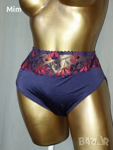 2XL Еластична бикина в лилаво с червени бродирани цветя , снимка 2 - Бельо - 51112463