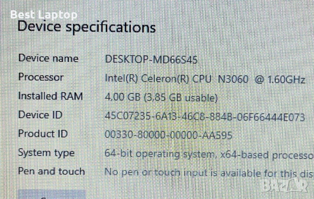 Hp 15.6" intel N3060 500gb 4gb laptop, снимка 6 - Лаптопи за дома - 54105758