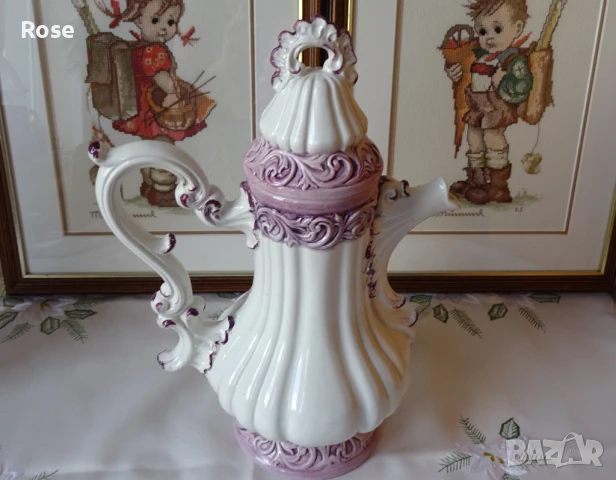 Ваза стил Capo di Monte с капак, снимка 6 - Вази - 50868381