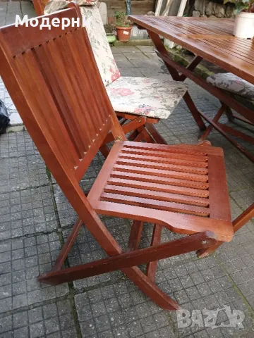 Дървена маса и 4 стола , снимка 8 - Градински мебели, декорация  - 49934812