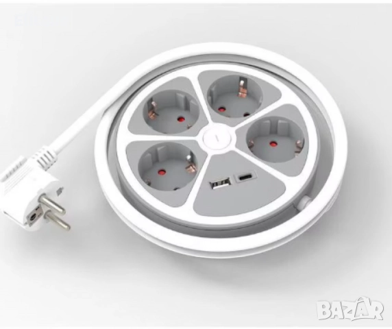 Удължител Technaxx, 4 контакта, 1x USB-A, 1x USB-C