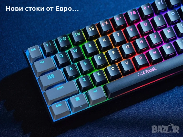 Trust Gaming GXT 867 Acira 60% механична клавиатура, UK Layout, RGB, снимка 8 - Клавиатури и мишки - 54012826