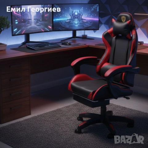 Ергономичен геймърски стол с поставка за крака – комфорт и стабилност за дълги часове без болка, снимка 3 - Столове за офис - 53237142