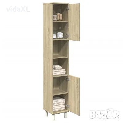 vidaXL Шкаф за баня, сонома дъб, 30,5x30x179 см, инженерно дърво(SKU:849631), снимка 2 - Шкафове - 48600383