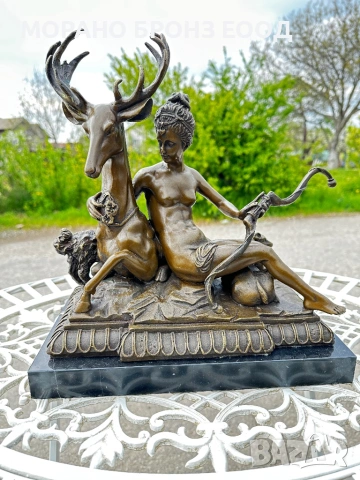 Масивна бронзова статуя 10 кг – „Диана Ловджийката“ от J. Goujon | 33 см