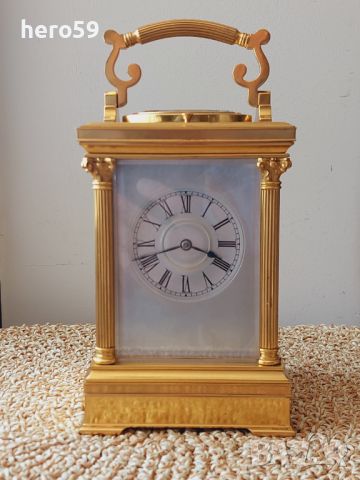 Френски бронзов каретен часовник-репетир/French Carriage Clock with Repeater/14 days, снимка 18 - Стенни часовници - 45285325
