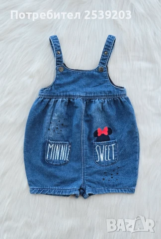 Детски дънков гащеризон Мини Маус 6-9-12месеца, снимка 1