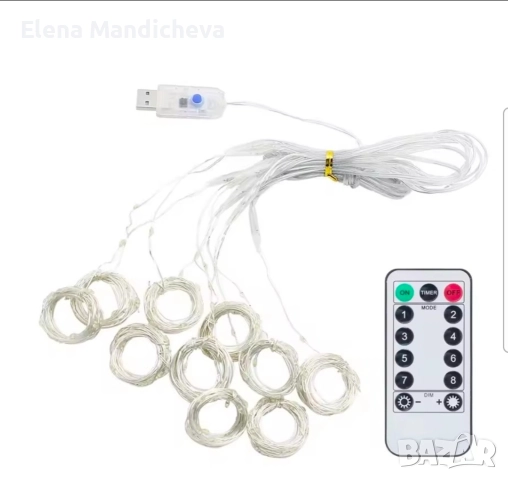 Коледни лампички Завеса 3m x 1m led Регулируема яркост с Дистанционно управление Топло бял, снимка 2 - Декорация за дома - 52633966