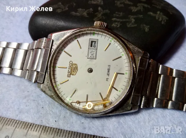 SEIKO 5 25 JEWELS МЕХАНИЗЪМ с КАСА ЦИФЕРБЛАТ и ВЕРИЖКА на ЯПОНСКИ РЪЧЕН ЧАСОВНИК СЕЙКО 5 49850, снимка 12 - Антикварни и старинни предмети - 48708411