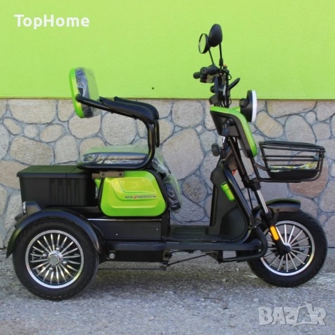 Електрическа Триместна Триколка X1 1500W/48V/12Ah - ЗЕЛЕНА, снимка 4 - Мотоциклети и мототехника - 41138220