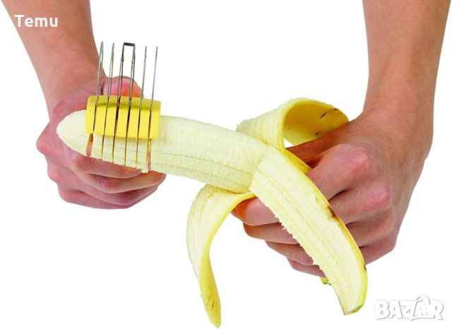 Функционална стоманена резачка за банани, резачка за плодове с ергономична дръжка, снимка 2 - Аксесоари за кухня - 45776191