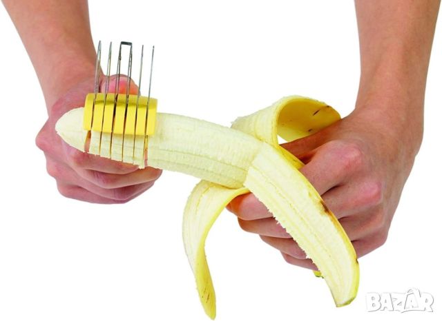 Функционална стоманена резачка за банани, резачка за плодове с ергономична дръжка, снимка 2 - Аксесоари за кухня - 45776191