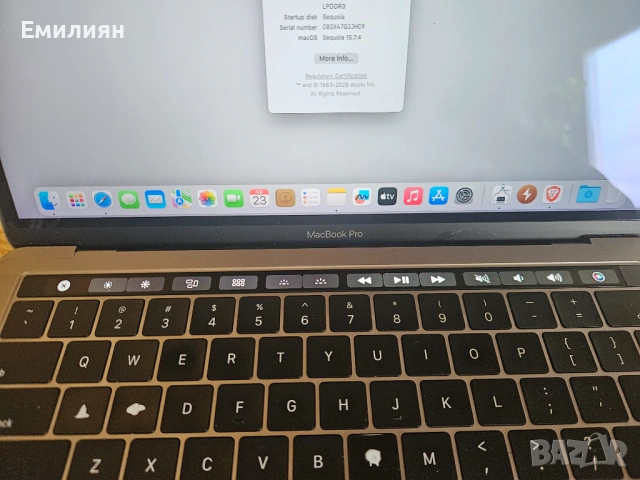 Macbook Pro 13 2018  QuadCore  512GB, 4 TB ports, Mac Os и Windows 111, снимка 6 - Лаптопи за дома - 53594840