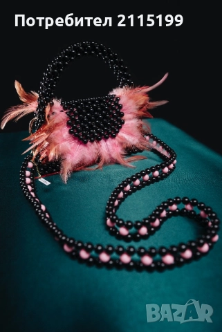 Ръчно изработени чанти с акрилни мъниста и пера, снимка 3 - Чанти - 51788069