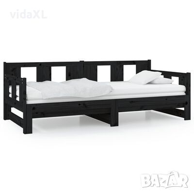 vidaXL Разтегателна кушетка, черна, борово дърво масив, 2x(80x200) см（SKU:820291, снимка 1 - Други - 45116014