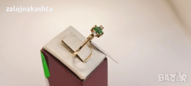 Златен пръстен с Изумруд-1,79гр/14кр, снимка 4 - Пръстени - 52723409