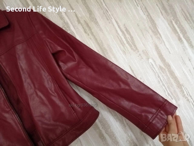 Zara дамско яке от изкуствена кожа в червен цвят р-р S, снимка 6 - Якета - 53726399