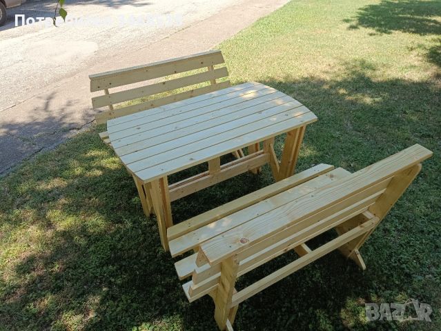 Градински комплект - маса, 2 пейки, снимка 6 - Градински мебели, декорация  - 37714963