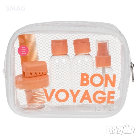 Комплект бутилки за пътуване със светлооранжеви капачки и гребен „Bon Voyage“_1232486, снимка 2 - Други - 52329218