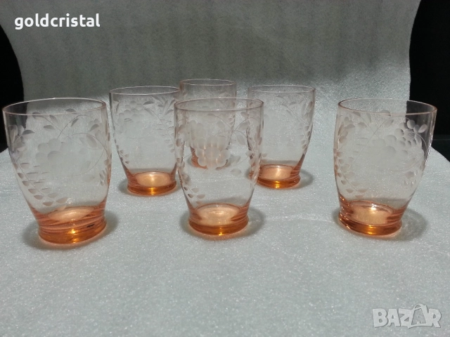 ретро стъклени чаши цветно стъкло 