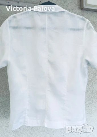 Бяла ленена риза ALESSIA LEON модерен дизайн, снимка 13 - Ризи - 50444283