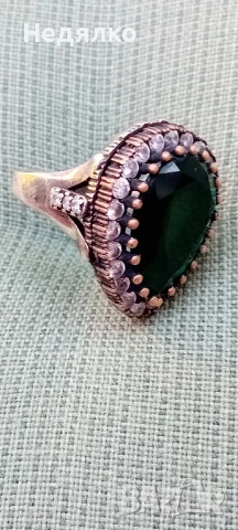 Стар сребърен руски пръстен,зелен камък,дамски, снимка 7 - Антикварни и старинни предмети - 51343485