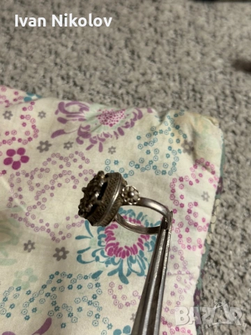 Възрожденски сребърен пръстен, маркировки корона, снимка 6 - Пръстени - 53940452