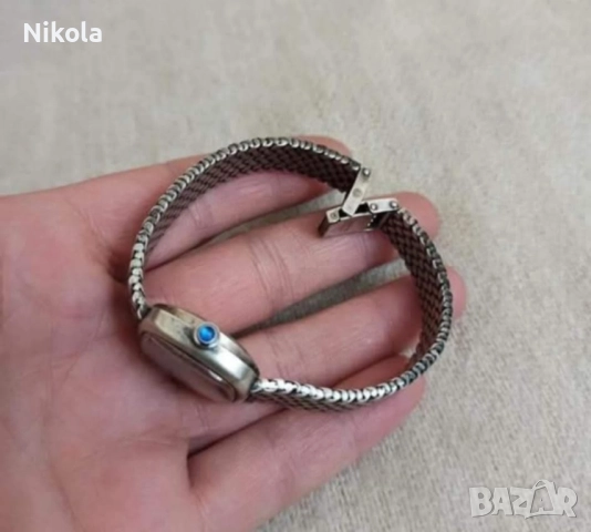 BAUME & MERCIER-Сребърен дамски часовник,сребърна верижка с интересна масивна плетка, 800 проба, снимка 2 - Антикварни и старинни предмети - 52011606