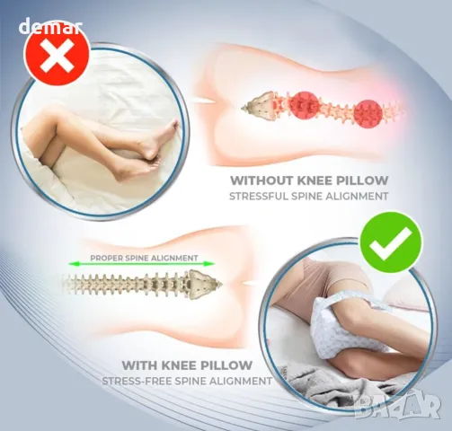 Ecosafeter Ергономична първокласна възглавница за крака от мемори пяна с калъф, снимка 6 - Възглавници - 49931518