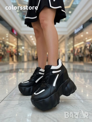 Кецове на платформа - черно с бяло - PA90 