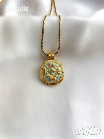 Beralis Зелено дълго колие с медальон, снимка 6 - Колиета, медальони, синджири - 53495276