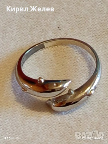 Римантичен сребърен пръстен два делфина много красив стилен дизайн 52406, снимка 7 - Пръстени - 52736284