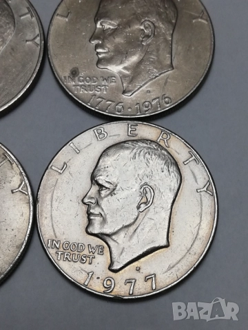 лот от 6 монети 1 долар Айзенхауер 1972,76,77 г., снимка 7 - Нумизматика и бонистика - 52587741