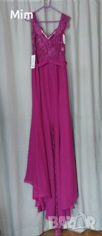 JJSHOUSE 44 Нова официална рокля бордо с шлеиф , снимка 9 - Рокли - 46065480