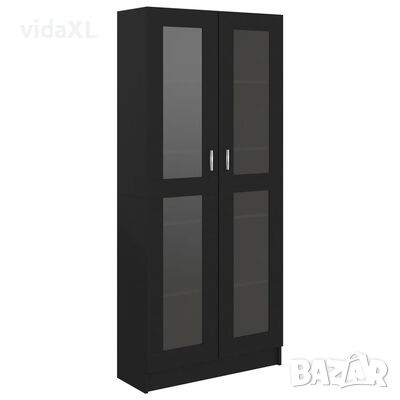 vidaXL Шкаф витрина, черен, 82,5x30,5x185,5 см, ПДЧ(SKU:802769