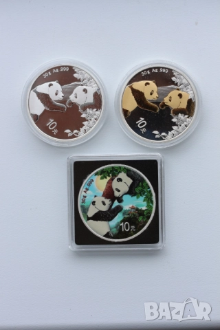 Панда, Panda, инвестиционно сребро, 1 oz., снимка 3 - Нумизматика и бонистика - 50035575