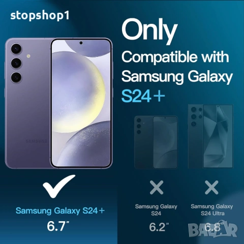 JETech Протектор за екран за Samsung Galaxy S24+ / S24 Plus 5G 6.7-инчов, закалено стъклено фолио, с, снимка 6 - Фолия, протектори - 53827255