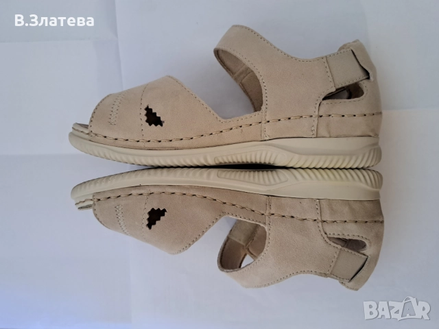 Сандали бежеви RIEKER №37,естествен велур, снимка 6 - Сандали - 51512155