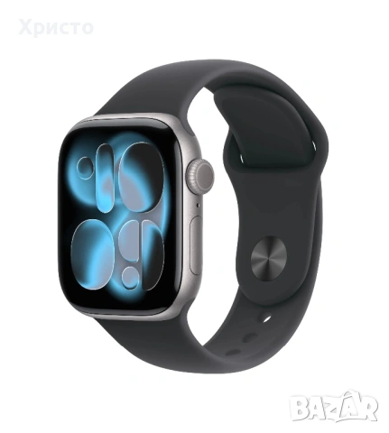 НОВ!!! Смарт часовник Apple Watch 11 GPS, Корпус Space Grey Aluminium 42mm, Black Sport Band 