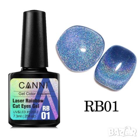 CANNI Laser Rainbow Cat Eye гел лак, снимка 9 - Продукти за маникюр - 46692481